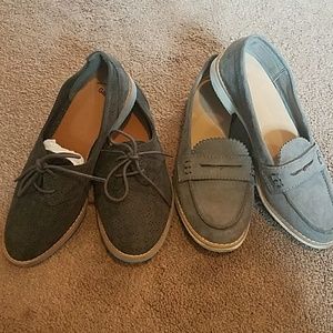 Gap shoes flats loafer tie ups gray size 6